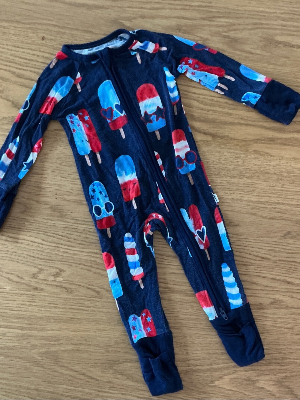 Little Sleepies Navy Blue Popsicle Print Footed One-Piece